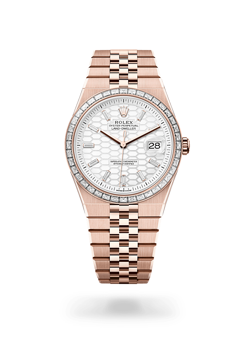 Rolex Land-Dweller 40 Herrenuhr (M127385TBR-0003) Oyster, 40 mm, Everose-Gold mit Diamanten
